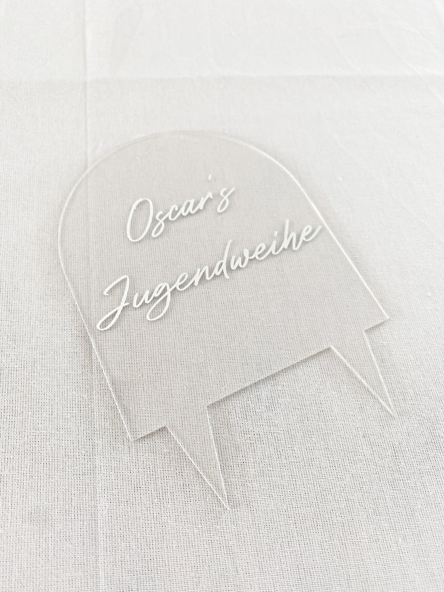 Personalisierter Cake Topper aus Acrylglas | Halbbogen Form | Kuchendeko für jeden Anlass
