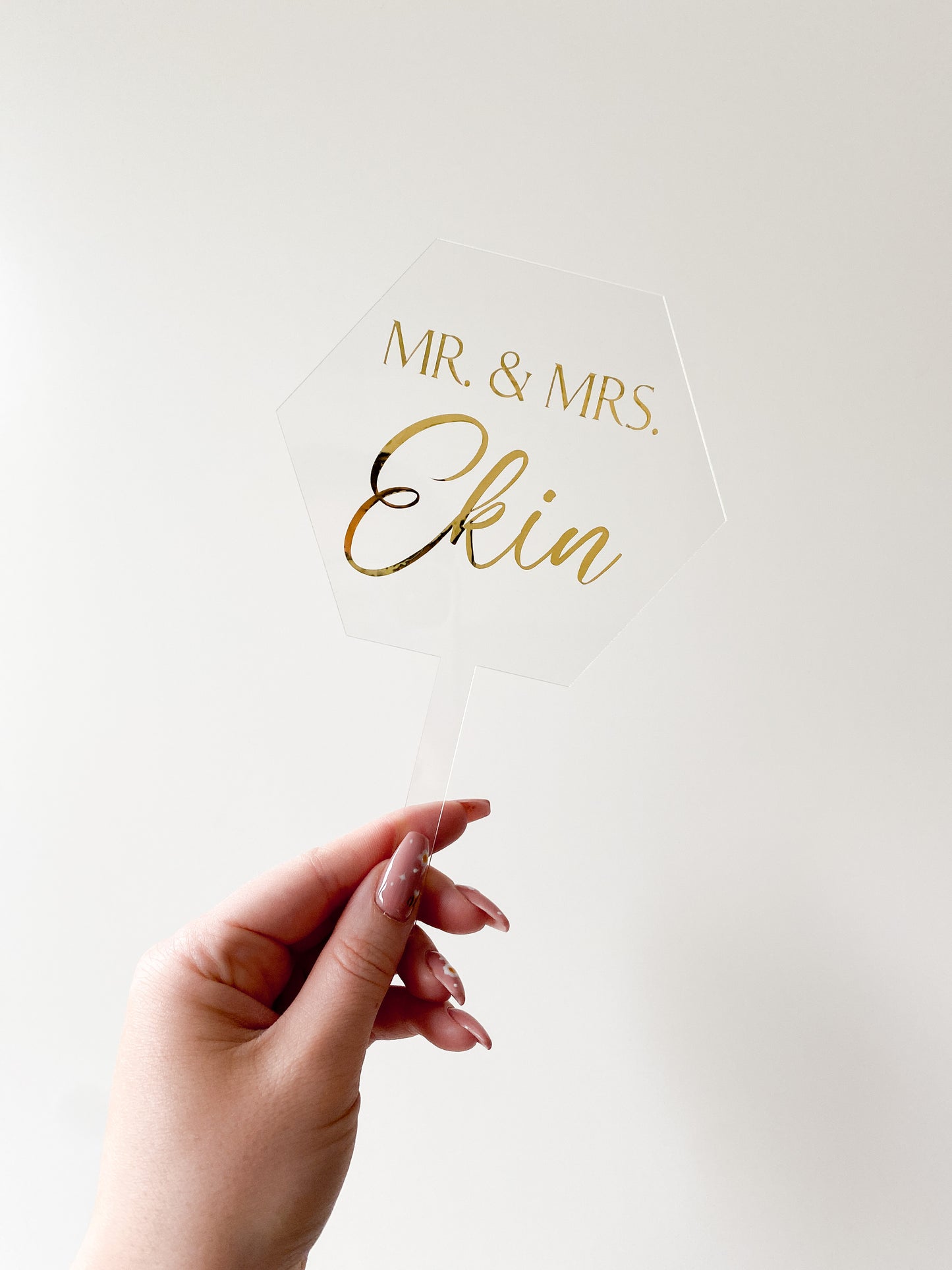 Personalisierter Cake Topper aus Acrylglas | Hexagon Form | Kuchendeko für jeden Anlass