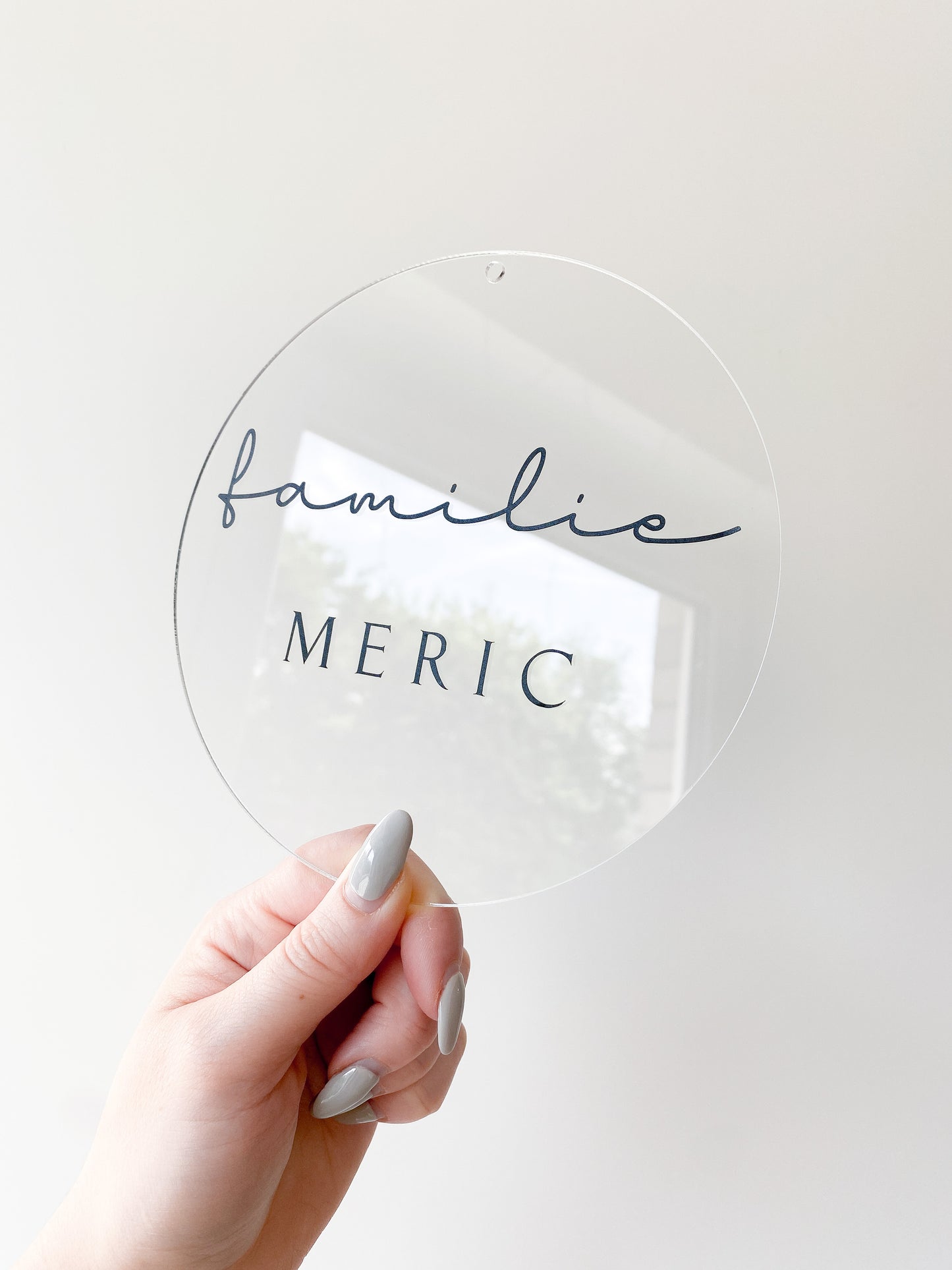Türschild aus Acrylglas mit Familienname | 15 x 15 cm | personalisiert | mit oder ohne Metallring