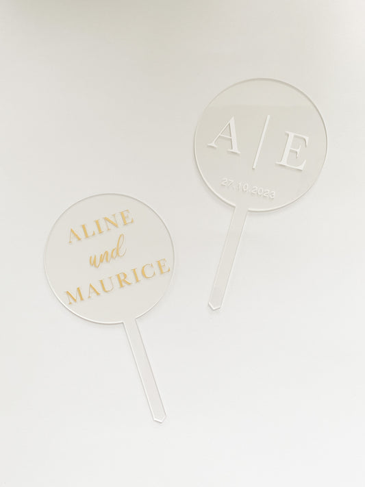 Personalisierter Cake Topper aus Acrylglas | Runde Form | Kuchendeko für jeden Anlass