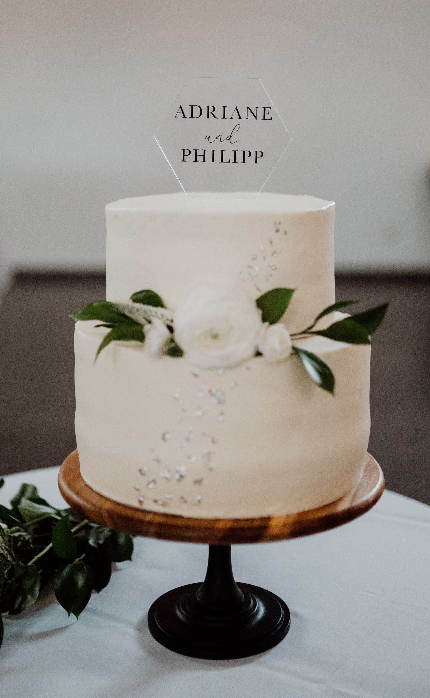 Personalisierter Cake Topper aus Acrylglas | Hexagon Form | Kuchendeko für jeden Anlass